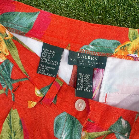 Lauren Ralph Lauren Women's 1990's Floral Linen Vintage Shorts - Picture 5 of 5